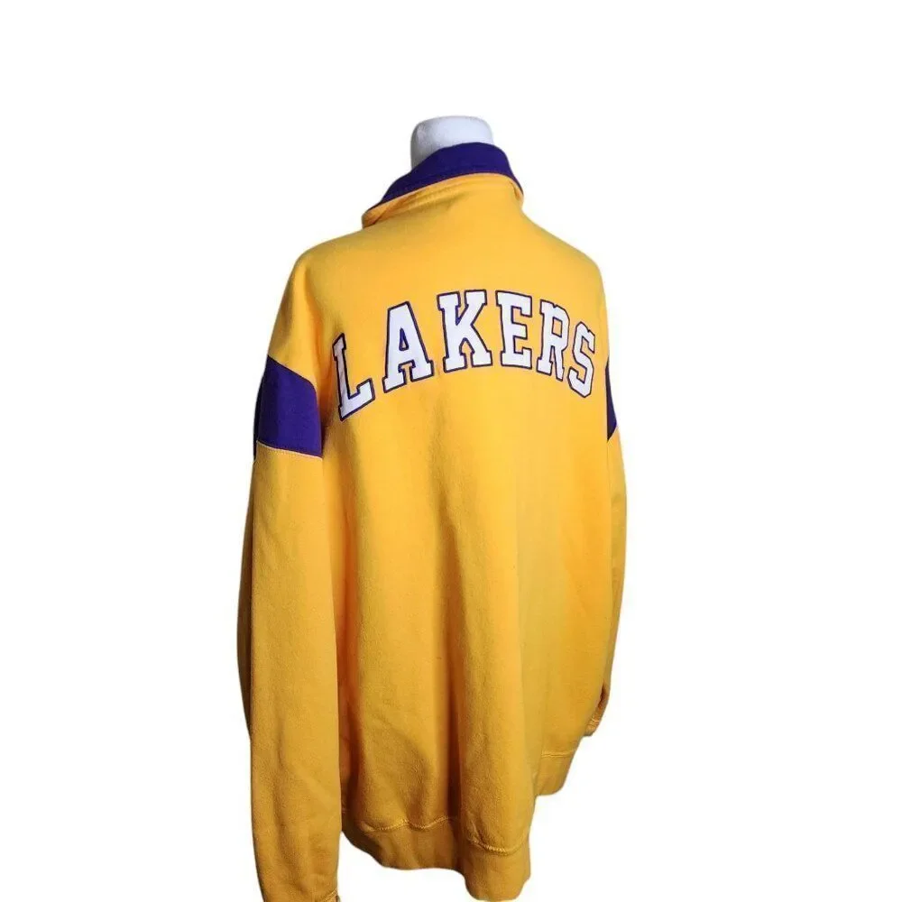 NBA LA Lakers Full Zip Basketball Track Jacket Mens Size L Yellow